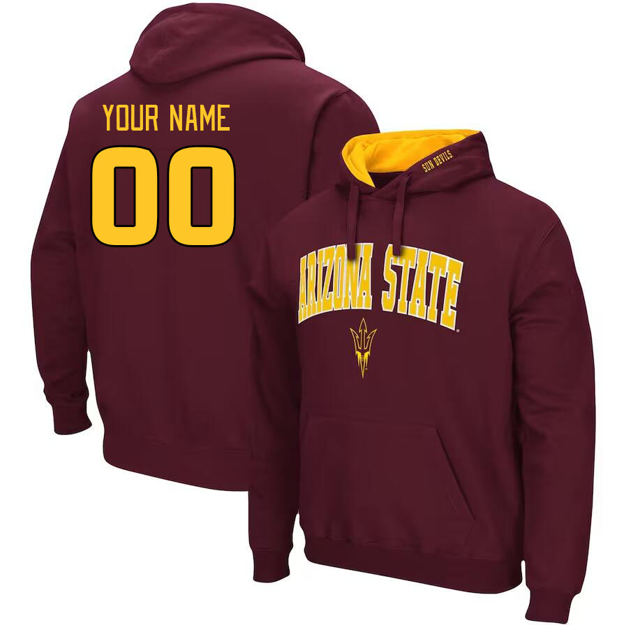 Custom Arizona State Sun Devils Name And Number Hoodie-Maroon - Click Image to Close